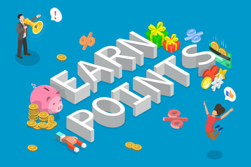 3D Isometric Flat Vector Illustration of Customer Attraction Loyalty Program, Encouraging Earning Points
