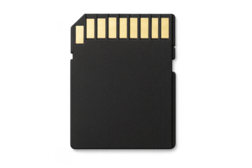 Secure digital memory card on transparent background, ready for data storage
