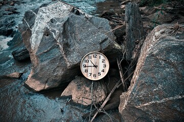 old clock on wood