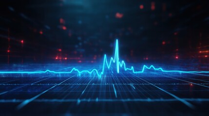 Glowing EKG Heartbeat Line on Dark Screen

