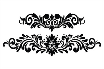 Ornate decorative flourish scrollwork design silhouette