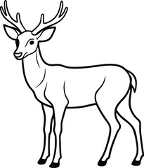 A silhouette vector illustration of a wild stag deer with impressive antlers, perfect for a nature-themed design