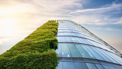 eco friendly building sustainable glass building with vertical garden reducing carbon dioxide green architecture