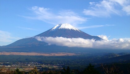 Mountain peak with snow and clouds