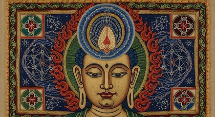 Obraz premium Buddha Meditating Spiritual Enlightenment in Sacred Art