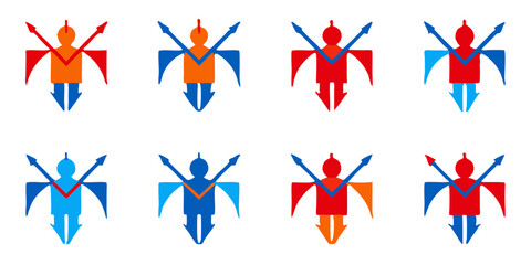 Obraz premium Collection of abstract geometric human figures isolated on white background a set of flat design elements for avatars, logos, and pictograms representing identity and user concepts
