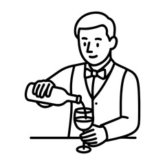 Line icon waiter pouring a drink vector on white background
Vector line icon on white background