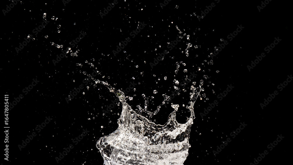 Poster splash of water: a captivating display of water erupting in a dynamic splash against the backdrop of