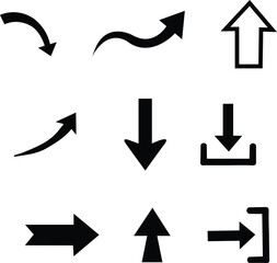 Various arrow and directional icons isolated on white background
