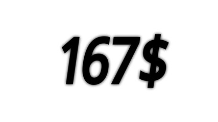 Dollar count 0 to 400 text icon animation. Numbers of dollar money currency counting text icon. dollar price number countdown.