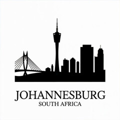 Obraz premium Johannesburg Skyline Silhouette — South Africa’s Economic Hub with Iconic Landmarks Vector Illustration