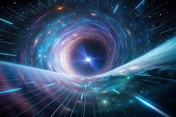 Vibrant cosmic wormhole swirls through space