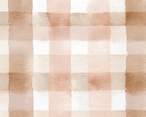 Soft watercolor plaid pattern in warm beige and cream tones for a cozy aesthetic