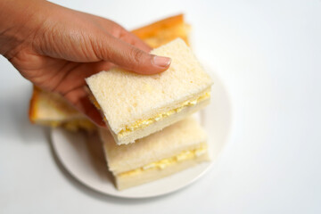 holding piece of sandwich. image