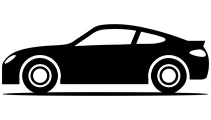car silhouette vector illustration, Sleek black sports car with a classic, fast silhouette illustration.