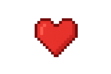 Red pixelated heart showing love and affection on transparent background
