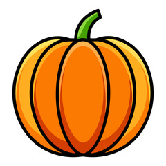 Cartoon pumpkin with black outline isolated on white background
