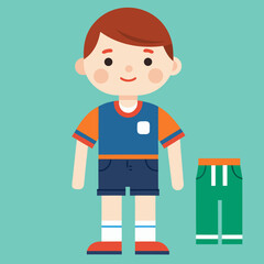 Cartoon illustration of a boy character with short isolated on white background