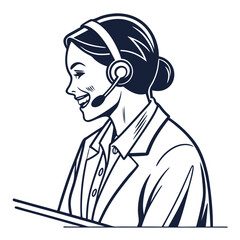 Customer service agent with headset isolated on white background