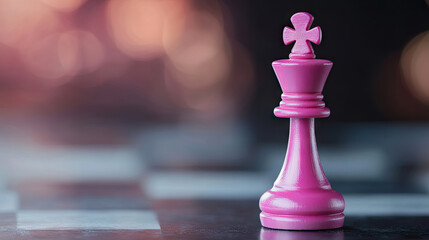 Aesthetic pink chess piece, king on chessboard, art and strategy games for  Women's Equality Day