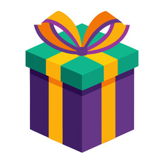 Isometric gift box with ribbon and bow isolated on white background