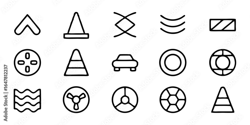 Poster set of minimalist road and navigation icons isolated on white background a collection of simple line