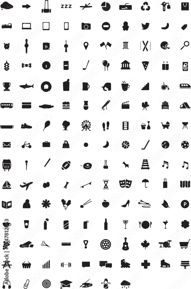 Poster vector icons collection of black business and social media symbols for web and computer design