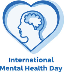 3d international mental heath day concept heart eps on white background