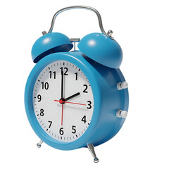 Blue Alarm Clock: Time Management Concept isolated on transparent background
