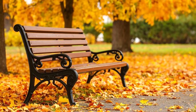 Autumn park bench