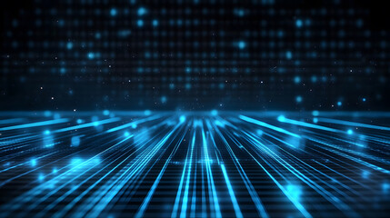 Obraz premium Glowing blue tech grid on a dark background, giving a high-tech digital interface feel.