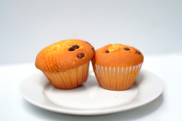 muffins with chocolate on the plate