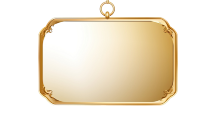 Stylish Gold Tag with Rounded Corners and Beaded Edge Design on white background