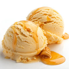 Sweet honey ice cream with a creamy texture and golden drizzle.