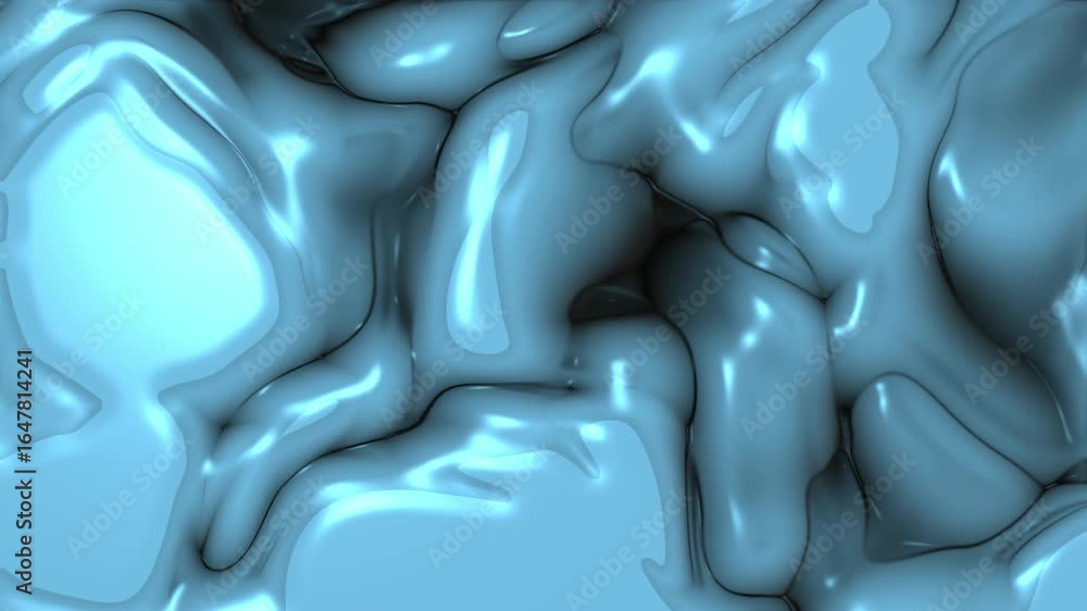Poster abstract animation of swirling, light blue liquid forms. smooth, glossy texture with subtle variatio