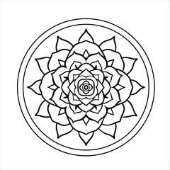 Fototapeta premium Black and white symmetrical floral mandala design flower