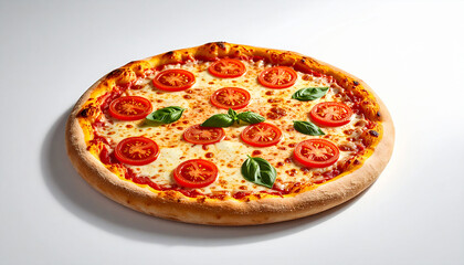 Margherita pizza garnished with fresh basil