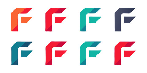 Modern f letter logo design isolated on white background a set of eight unique and eyecatching designs for your brand identity, perfect for businesses and individuals alike