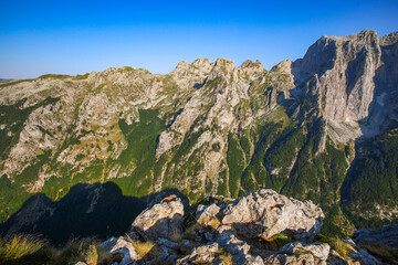 Scenic summer landscape of Prokletije Mountains National Park, Grebaje valley, Montenegro, Europe