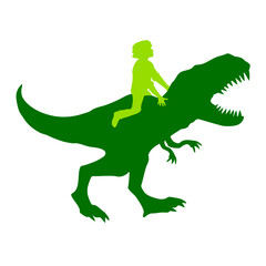 T-Rex Tyrannosaurus Riding Woman Boy Girl Rider Dino