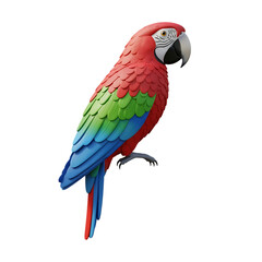 Fototapeta premium Vibrant Scarlet Macaw: Tropical Bird Profile isolated on transparent background