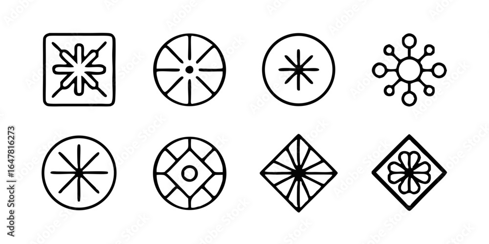 Poster set of geometric line icons isolated on white background a collection of simple and modern graphic e