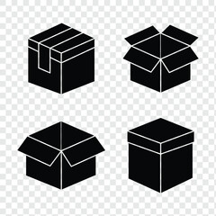 Box icon vector for web and mobile app. box sign and symbol, parcel, package. Delivery Box Package Opened Icon for Unboxing and Shipping. cardboard, sealed box icon. Design eps 10. 