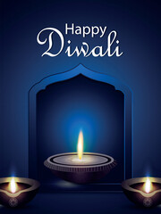 Happy diwali flyer with creative diwali diya
