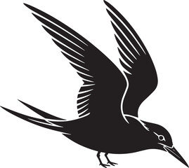Obraz premium Black bird in flight with detailed wings and tail white
