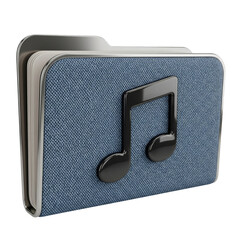 Denim music folder icon isolated on transparent background