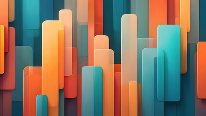 Abstract colorful 3D bar chart with an upward arrow representing business growth and financial success