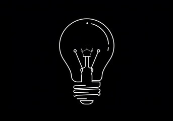Minimalist light bulb illustration on black background  