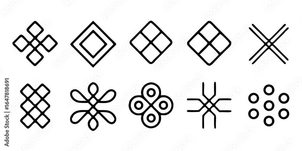 Poster collection of intricate geometric shapes isolated on white background a versatile set of abstract de