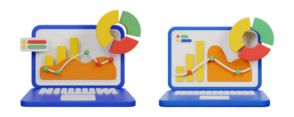 Data Analysis on Laptops Colorful Charts and Graphs Business Analytics